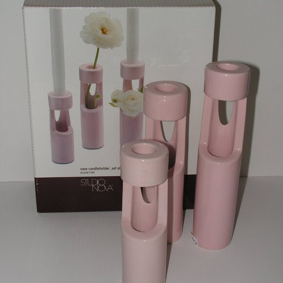 Mikasa Truck Bloom Set of 3 Vases Pink Ceramic - Picture 6 of 13